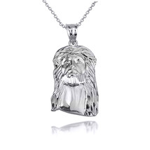 925 Sterling Silver Jesus Christ Head Diamond Cut Pendant Necklace - £18.98 GBP+