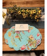 April Cornell Placemats Quilted Wildflower Turquoise Set Of 4 New With Tags - £26.95 GBP