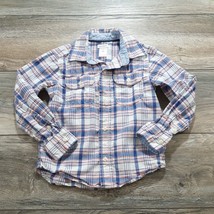 Carters 4T Boys long Sleeve Shirt Plaid Blue Pink Reveal Party Casual Pl... - $13.75