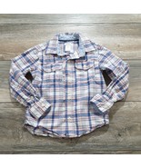 Carters 4T Boys long Sleeve Shirt Plaid Blue Pink Reveal Party Casual Pl... - $13.75