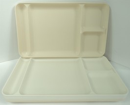 Tupperware Stackable Divided Dinner Camping Trays 1535 - Almond - Lot of 4 - £22.72 GBP