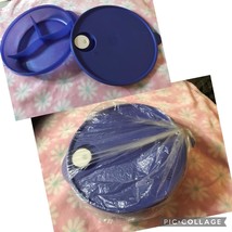New Tupperware Microwave Divided Lunch Dish 3 Section Vented Lid Blue - £17.77 GBP