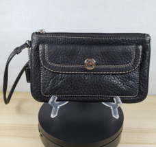 Vintage Coach Vintage Black Pebbled Leather Wristlet Wallet Clutch - $38.47