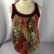 IZ Byer Colorful Brown &amp; Orange Tank Top Lightweight Sleeveless Blouse S... - £7.07 GBP