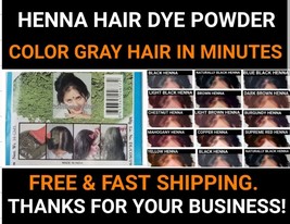 BLUE BLACK HENNA HAIR DYE POWDER-6 PACKS 60G-DYE GRAY HAIR OR CHANGE HAI... - $11.99
