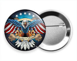 Patriotic American Bald Eagle Flag Spreading Wings Pin Pinback Button Gift Idea - £10.24 GBP+