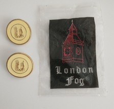 Vintage London Fog Replacement Buttons Gold Cream/Yellow Logo Set 2 - £4.55 GBP