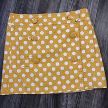 Womens J Crew Skirt Size 0 Yellow White Polka Dot Buttons Pockets Cotton... - £15.49 GBP