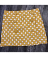 Womens J Crew Skirt Size 0 Yellow White Polka Dot Buttons Pockets Cotton... - £15.24 GBP
