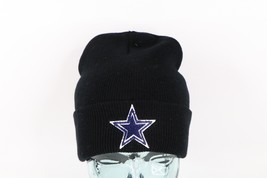NOS Vintage 90s Dallas Cowboys Football Ribbed Knit Winter Beanie Hat Cap Black - £39.07 GBP