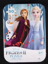 Disney Frozen II mini puzzle in collector tin 50 pcs New Sealed Elsa &amp; Anna - £3.19 GBP