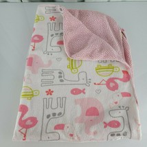 Circo Pink Gray Green White Animal Girl Blanket Zoo Jungle Flamingo Gira... - £31.14 GBP