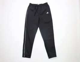 Vintage 90s Adidas Mens Small Faded Spell Out Cuffed Sweatpants Joggers Black - £38.88 GBP