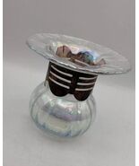 Silvestri Mouth Blown Iridescent Glass Metal Collar Vase - €13,27 EUR