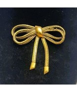 Vintage Gold Tone 2 5/8&quot; Double Loop Tied Bow Brooch, Scarf/Lapel Pin - €13,54 EUR