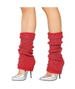 Red Silver Sparkle Leg Warmers Knee High Metallic Knit Retro Costume 80s... - £11.63 GBP