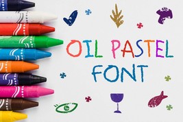 Crayon Letters Font | Crayon Digital font | Oil Font | Pastel Font | Kid... - $10.00