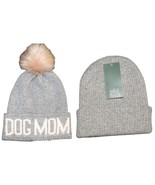 Women&#39;s Beanie Bundle Gray DOG MOM Pom Pom + Wild Fable Plain Gray Beanie - £15.89 GBP