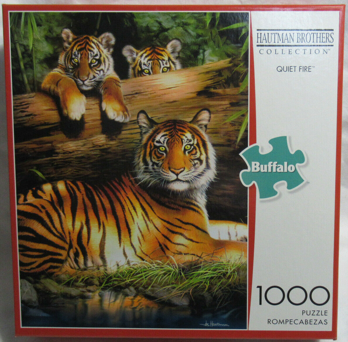 Buffalo 1000 Piece Puzzle Hautman Brothers Collection QUIET FIRE tiger 2 cubs - $37.36