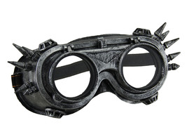 Metallic Silver Spiked Steampunk Adult Costume Welding Goggles with Flip Up Lens - £14.64 GBP