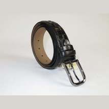 Men Genuine Leather Belt PIERO ROSSI Turkey Soft Full Grain Stitched #139 Black image 4