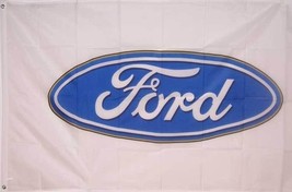 Ford Oval Logo on a 3&#39; x 5&#39; white Polyester Flag  - £16.03 GBP