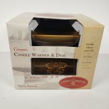 Candle Warmers Etc. Ceramic Candle Warmer and Dish, Spring Damask - New! - £26.02 GBP