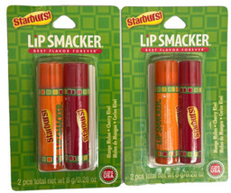 Pack Of 2 Lip Smacker Starburst Mango Melon &amp; Cherry Kiwi Lip Balms (Total Of 4) - £15.81 GBP