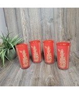 4 Vintage Red &amp; Gold Thai Goddess Tumbler 60s Culver MCM Glasses - $54.00