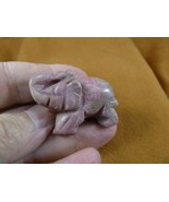 Y-ELE-ST-594 Pink Rhodonite ELEPHANT gemstone carving TRUNK UP statue fi... - £8.35 GBP