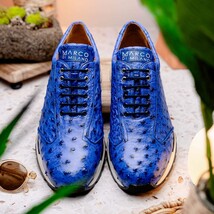 Hand painted genuine ostrich quill Sneaker Shoes Scanno Electric Blue image 11