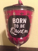 Hallmark Tumbler /Straw Born To Be Queen New Ship Free Travel Cup Wine On The Go - $39.99