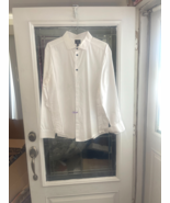 H & M Cotton Mans Dress Shirt White BLACK BUTTONS Flip Cuff Size XL SLIM - FIT - $14.80