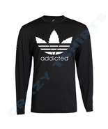 Addicted - Adidas Parody T-Shirt. 420 Weed Marijuana leaf shirt White Lo... - £14.32 GBP