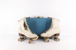 Vtg 60s Womens 7 Distressed Leather Lace Up Roller Skates w Carrying Cas... - $108.85