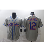 Mets #12 Francisco Lindor Jersey Old Style Uniform Gray - $63.38 CAD