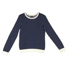 TOMMY HILFIGER Women&#39;s L 100% Pima Cotton Navy Polka Dot Sweater, Back Buttons - £19.11 GBP