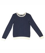 TOMMY HILFIGER Women&#39;s L 100% Pima Cotton Navy Polka Dot Sweater, Back B... - $32.85 CAD