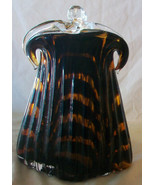 HAND BLOWN GLASS Vase, in Shape of a PURSE, TORTOISE SHELL PATTERN - £56.58 GBP