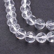 10 Clear Glass Beads Faceted Round 10mm Jewelry Making Supplies Lot - £4.67 GBP