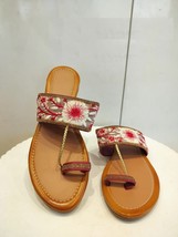 Women Printed floral Chappal Indian ethnic flat Jutti US Size 6-10 DLY T... - £23.58 GBP