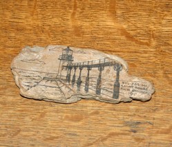 1991 St Joe Joseph Michigan Lighthouse Pier Drawing Driftwood Folk Art Stooder - £23.98 GBP