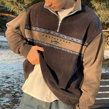Plus Size Retro Patchwork Zipper British Sweater - £20.86 GBP+