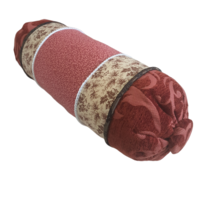 Vintage Bolster Pillow, Decorative Button, Floral Cotton, 6x16&quot; - £43.16 GBP