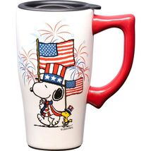 Snoopy Woodstock 19169 Americana Ceramic Coffee Tea Travel Mug Cup 18 oz... - $24.75
