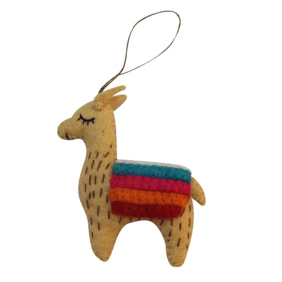 Hand Made Hanging Llama Wool 4" x5" Felt Free Trade Nepal