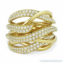 1.34ct Round Cut Diamond Right-Hand Bypass Swirl Fashion Ring in 14k Yellow Gold - £2,940.32 GBP
