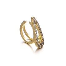 18K Gold Zirconia Hairclip Ear Cuff Earrings   stylish, bold, minimalistic - $18.72