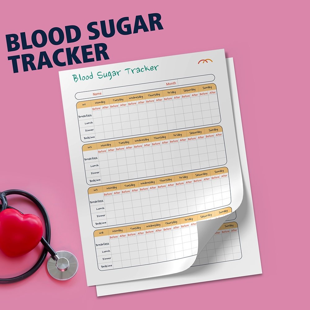 Blood Sugar Tracking Log Sheets, Pre-diabetes, Diabetes Log, Blood Sugar... - $1.99