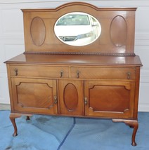 Antique Oak Sideboard Buffet / Server with beveled mirror - $1,633.50